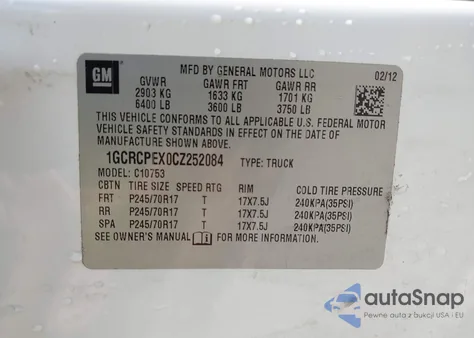 2012 Chevrolet Silverado 1500 Work Truck из США, поврежденный, VIN 1GCRCPEX0CZ252084